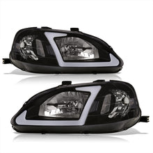 Load image into Gallery viewer, Honda Civic 1999-2000 LED DRL Bar Factory Style Headlights Black Housing Clear Len Clear Reflector
