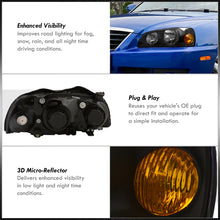 Load image into Gallery viewer, Hyundai Elantra 2004-2006 Factory Style Headlights Black Housing Clear Len Amber Reflector
