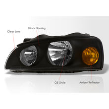 Load image into Gallery viewer, Hyundai Elantra 2004-2006 Factory Style Headlights Black Housing Clear Len Amber Reflector
