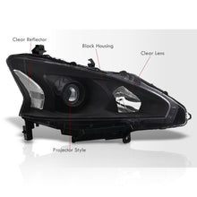 Load image into Gallery viewer, Nissan Altima Sedan 2013-2015 Factory Style Projector Headlights Black Housing Clear Len Clear Reflector (Halogen Models Only)

