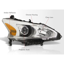 Load image into Gallery viewer, Nissan Altima Sedan 2013-2015 Factory Style Projector Headlights Chrome Housing Clear Len Amber Reflector (Halogen Models Only)
