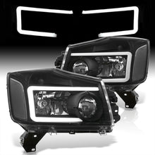 Load image into Gallery viewer, Nissan Titan 2004-2015 / Armada 2004-2007 LED DRL Bar Factory Style Headlights Black Housing Clear Len Clear Reflector
