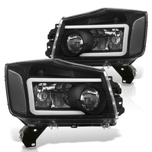 Load image into Gallery viewer, Nissan Titan 2004-2015 / Armada 2004-2007 LED DRL Bar Factory Style Headlights Black Housing Clear Len Clear Reflector
