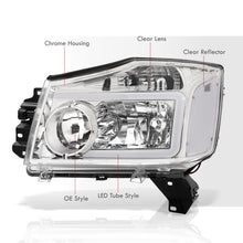 Load image into Gallery viewer, Nissan Titan 2004-2015 / Armada 2004-2007 LED DRL Bar Factory Style Headlights Chrome Housing Clear Len Clear Reflector
