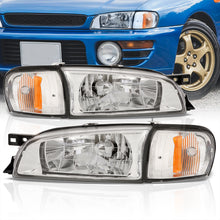 Load image into Gallery viewer, Subaru Impreza 1993-2001 Factory Style Headlights + Corners Chrome Housing Clear Len Amber Reflector
