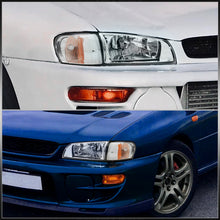 Load image into Gallery viewer, Subaru Impreza 1993-2001 Factory Style Headlights + Corners Chrome Housing Clear Len Amber Reflector
