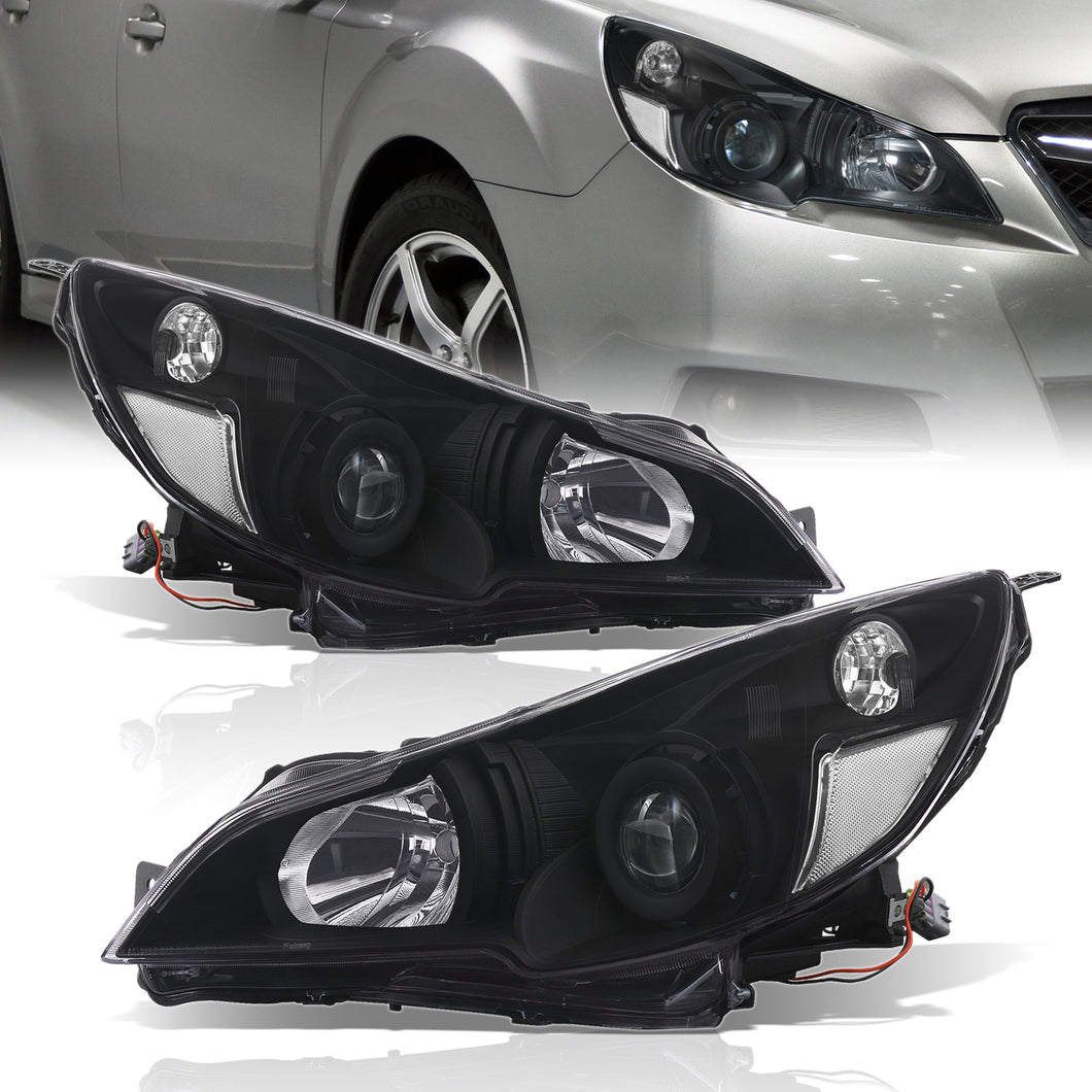Subaru Legacy / Outback 2010-2014 Factory Style Headlights Black Housing Clear Len Clear Reflector