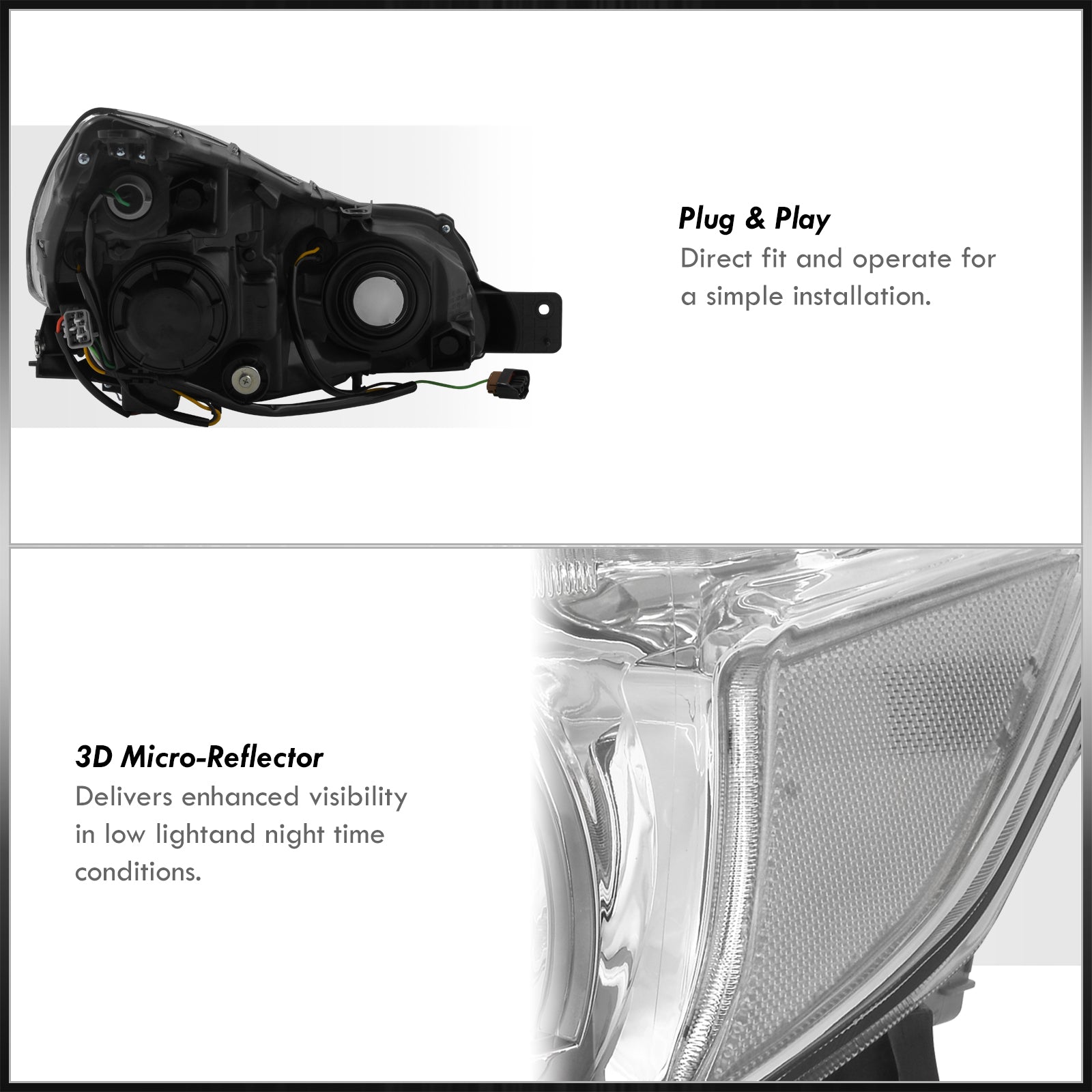 Speed Daddy Chrome Projector Headlights For Subaru Outback/Legacy 2010-2014 – Clear Corner, Halogen