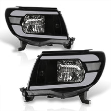 Load image into Gallery viewer, Toyota Tacoma 2005-2011 LED DRL Bar Factory Style Headlights Black Housing Clear Len Clear Reflector
