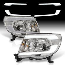Load image into Gallery viewer, Toyota Tacoma 2005-2011 LED DRL Bar Factory Style Headlights Chrome Housing Clear Len Clear Reflector
