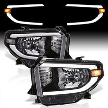 Load image into Gallery viewer, Toyota Tundra 2014-2021 LED DRL Bar Factory Style Headlights Black Housing Clear Len Clear Reflector (Halogen Models Only)
