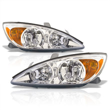 Load image into Gallery viewer, Toyota Camry 2002-2004 Factory Style Headlights Chrome Housing Clear Len Amber Reflector
