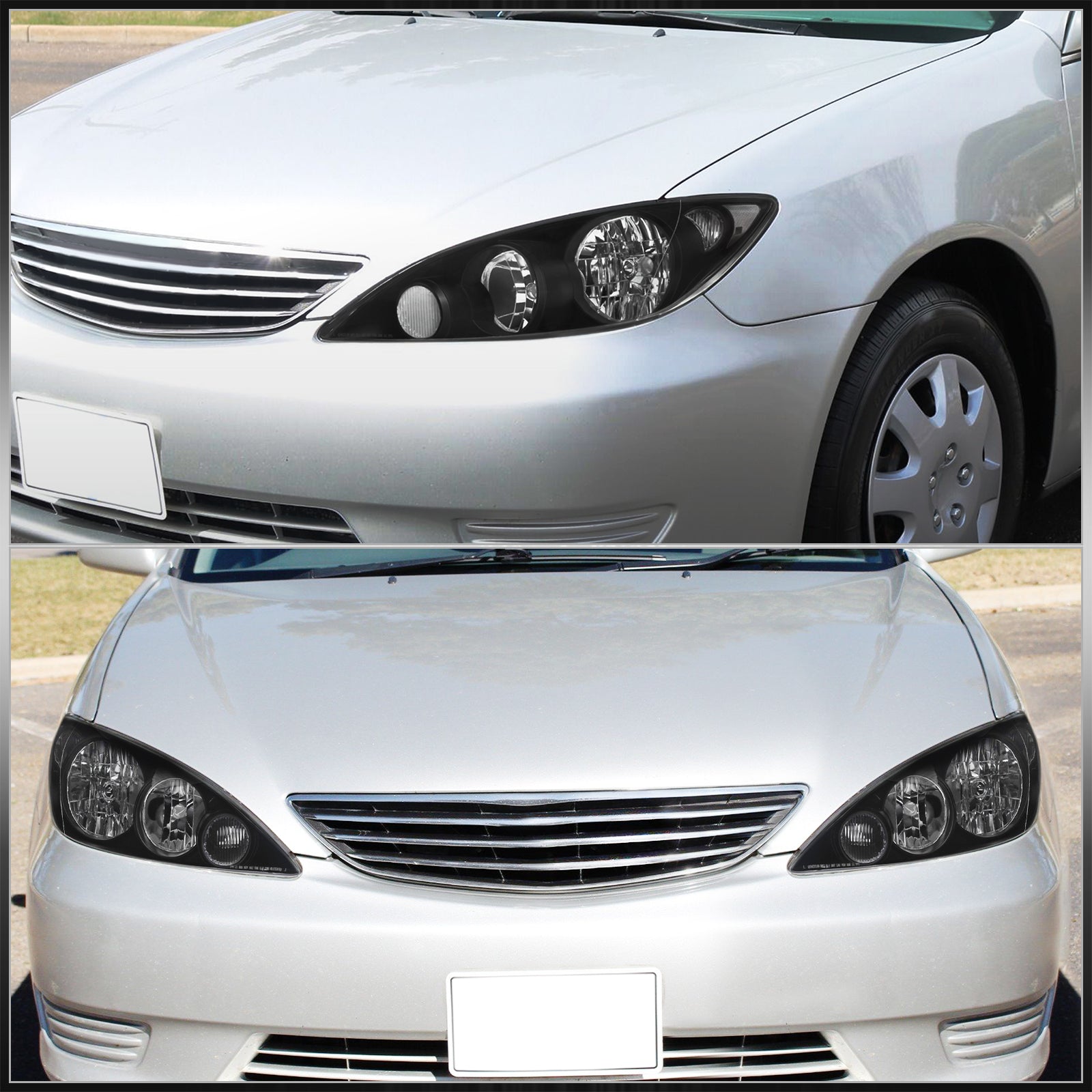 thumbnail image 2 of Pair Black Headlights For 2005-2006 Toyota Camry Sedan – Left & Right, Halogen With Bulbs 2 of 5