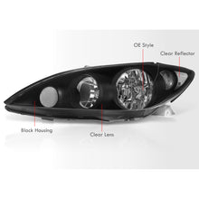 Load image into Gallery viewer, Toyota Camry 2005-2006 Factory Style Headlights Black Housing Clear Len Clear Reflector
