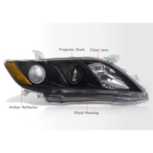 Load image into Gallery viewer, Toyota Camry 2007-2009 Factory Style Projector Headlights Black Housing Clear Len Amber Reflector
