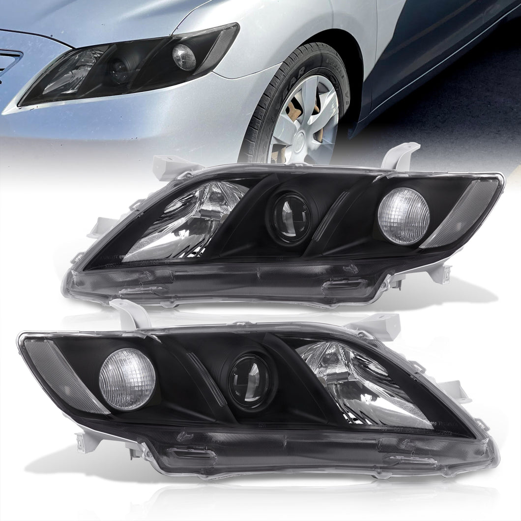 Toyota Camry 2007-2009 Factory Style Projector Headlights Black Housing Clear Len Clear Reflector