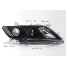 Load image into Gallery viewer, Toyota Camry 2007-2009 Factory Style Projector Headlights Black Housing Clear Len Clear Reflector
