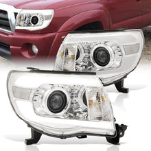 Load image into Gallery viewer, Toyota Tacoma 2005-2011 LED DRL Bar Projector Headlights Chrome Housing Clear Len Clear Reflector
