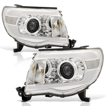 Load image into Gallery viewer, Toyota Tacoma 2005-2011 LED DRL Bar Projector Headlights Chrome Housing Clear Len Clear Reflector
