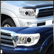 Load image into Gallery viewer, Toyota Tacoma 2005-2011 LED DRL Bar Projector Headlights Chrome Housing Clear Len Clear Reflector
