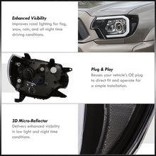 Load image into Gallery viewer, Toyota Tacoma 2012-2015 LED DRL Bar Projector Headlights Black Housing Clear Len Clear Reflector
