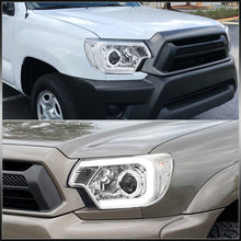 Load image into Gallery viewer, Toyota Tacoma 2012-2015 LED DRL Bar Projector Headlights Chrome Housing Clear Len Clear Reflector
