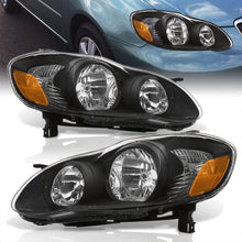 Load image into Gallery viewer, Toyota Corolla 2003-2008 Factory Style Headlights Black Housing Clear Len Clear Reflector
