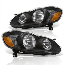 Load image into Gallery viewer, Toyota Corolla 2003-2008 Factory Style Headlights Black Housing Clear Len Clear Reflector
