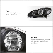 Load image into Gallery viewer, Toyota Corolla 2003-2008 Factory Style Headlights Black Housing Clear Len Amber Reflector

