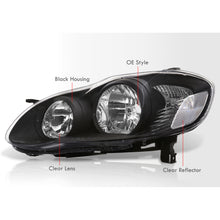 Load image into Gallery viewer, Toyota Corolla 2003-2008 Factory Style Headlights Black Housing Clear Len Amber Reflector
