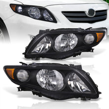 Load image into Gallery viewer, Toyota Corolla 2009-2010 Factory Style Headlights Black Housing Clear Len Amber Reflector
