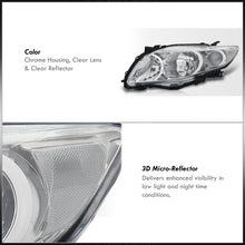 Load image into Gallery viewer, Toyota Corolla 2009-2010 Factory Style Headlights Chrome Housing Clear Len Clear Reflector
