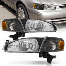 Load image into Gallery viewer, Toyota Corolla 1998-2000 Factory Style Headlights + Corners Black Housing Clear Len Amber Reflector
