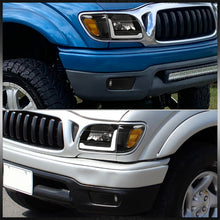 Load image into Gallery viewer, Toyota Tacoma 2001-2004 LED DRL Bar Factory Style Headlights + Corners Black Housing Clear Len Amber Reflector
