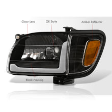 Load image into Gallery viewer, Toyota Tacoma 2001-2004 LED DRL Bar Factory Style Headlights + Corners Black Housing Clear Len Amber Reflector
