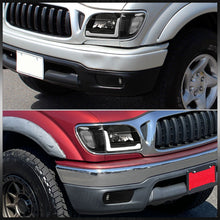 Load image into Gallery viewer, Toyota Tacoma 2001-2004 LED DRL Bar Factory Style Headlights + Corners Black Housing Clear Len Clear Reflector
