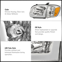 Load image into Gallery viewer, Toyota Tundra (Double Cab / 4 Door Models Only) 2005-2006 / Sequoia 2005-2007 LED DRL Bar Factory Style Headlights + Corners Chrome Housing Clear Len Amber Reflector
