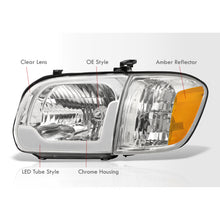 Load image into Gallery viewer, Toyota Tundra (Double Cab / 4 Door Models Only) 2005-2006 / Sequoia 2005-2007 LED DRL Bar Factory Style Headlights + Corners Chrome Housing Clear Len Amber Reflector
