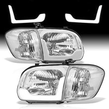 Load image into Gallery viewer, Toyota Tundra (Double Cab / 4 Door Models Only) 2005-2006 / Sequoia 2005-2007 LED DRL Bar Factory Style Headlights + Corners Chrome Housing Clear Len Clear Reflector
