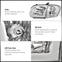 Load image into Gallery viewer, Toyota Tundra (Double Cab / 4 Door Models Only) 2005-2006 / Sequoia 2005-2007 LED DRL Bar Factory Style Headlights + Corners Chrome Housing Clear Len Clear Reflector
