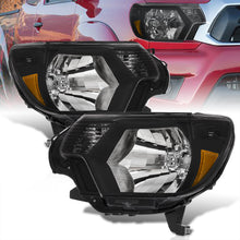 Load image into Gallery viewer, Toyota Tacoma 2012-2015 Factory Style Headlights Black Housing Clear Len Amber Reflector
