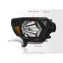 Load image into Gallery viewer, Toyota Tacoma 2012-2015 Factory Style Headlights Black Housing Clear Len Amber Reflector
