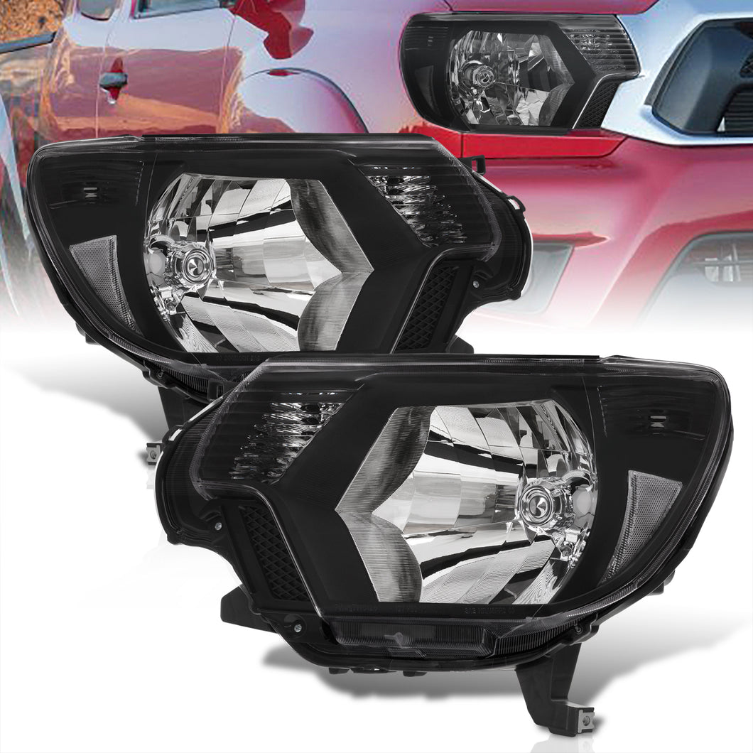 Toyota Tacoma 2012-2015 Factory Style Headlights Black Housing Clear Len Clear Reflector