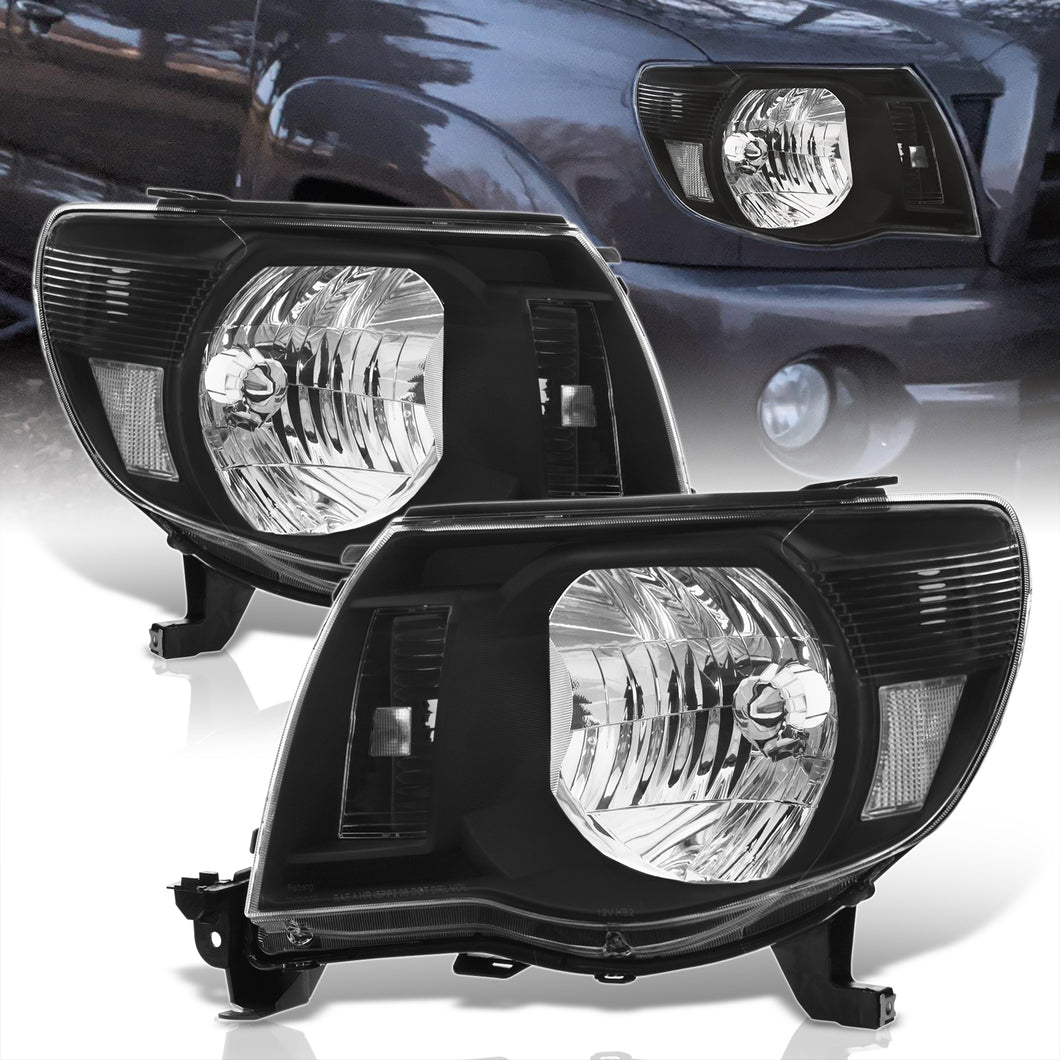 Toyota Tacoma 2005-2011 Factory Style Headlights Black Housing Clear Len Clear Reflector