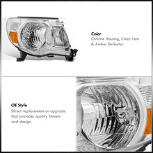 Load image into Gallery viewer, Toyota Tacoma 2005-2011 Factory Style Headlights Chrome Housing Clear Len Amber Reflector
