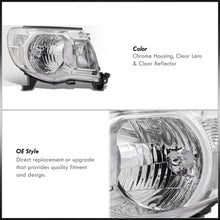 Load image into Gallery viewer, Toyota Tacoma 2005-2011 Factory Style Headlights Chrome Housing Clear Len Clear Reflector
