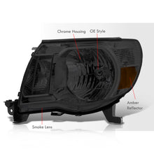 Load image into Gallery viewer, Toyota Tacoma 2005-2011 Factory Style Headlights Chrome Housing Smoke Len Amber Reflector
