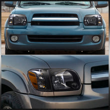 Load image into Gallery viewer, Toyota Tundra (Double Cab / 4 Door Models Only) 2005-2006 / Sequoia 2005-2007 Factory Style Headlights + Corners Black Housing Clear Len Amber Reflector
