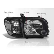 Load image into Gallery viewer, Toyota Tundra (Double Cab / 4 Door Models Only) 2005-2006 / Sequoia 2005-2007 Factory Style Headlights + Corners Black Housing Clear Len Clear Reflector
