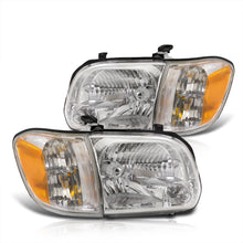 Load image into Gallery viewer, Toyota Tundra (Double Cab / 4 Door Models Only) 2005-2006 / Sequoia 2005-2007 Factory Style Headlights + Corners Chrome Housing Clear Len Amber Reflector
